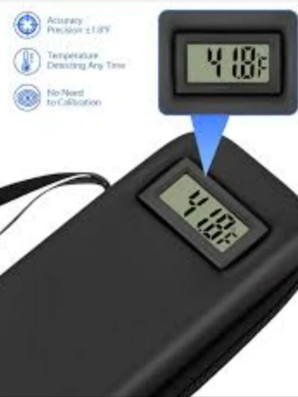 Black Travel Electronics Case with Built-In Thermometer